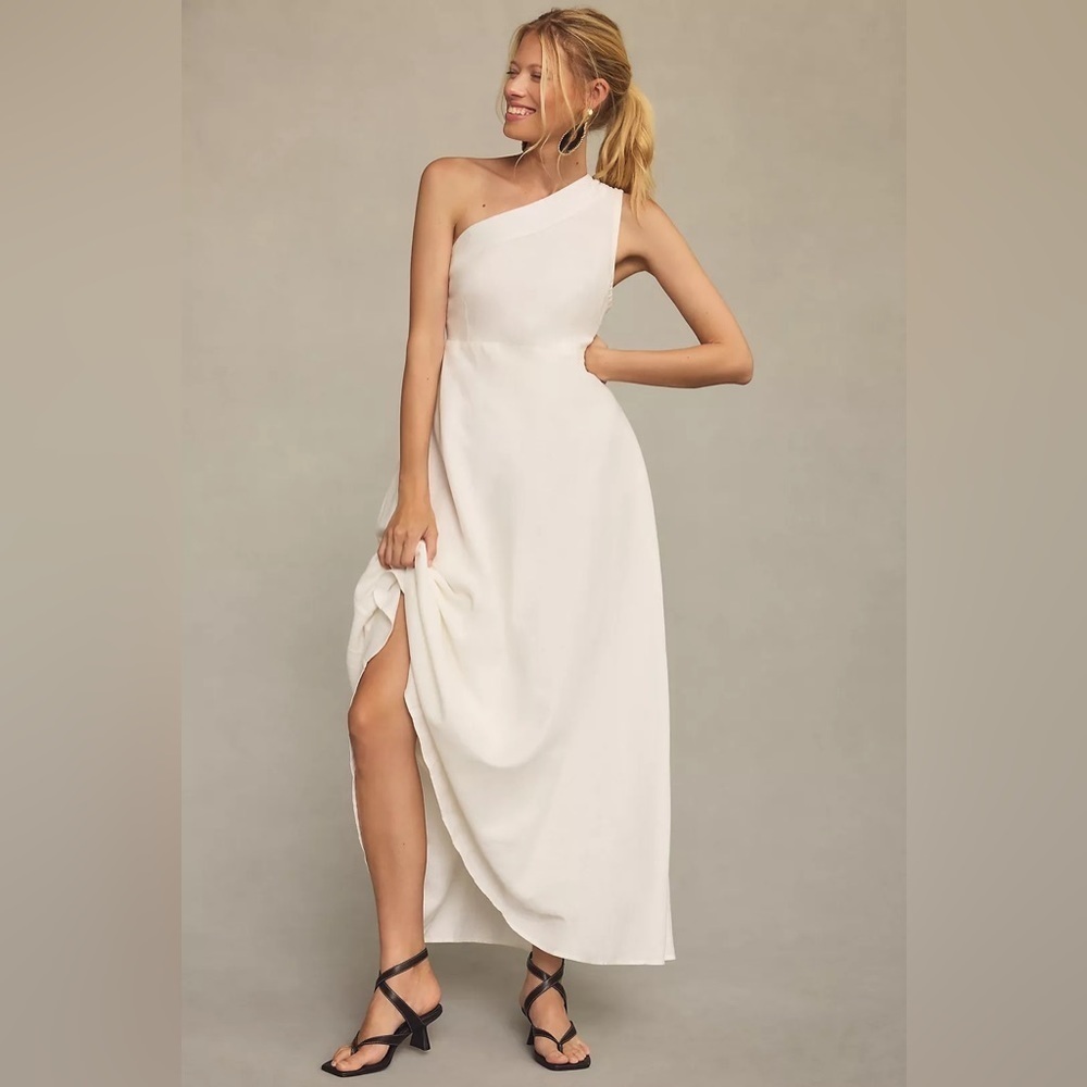 Anthropologie Farm-Rio One Shoulder Smocked A-Line Dress Size Small NWT